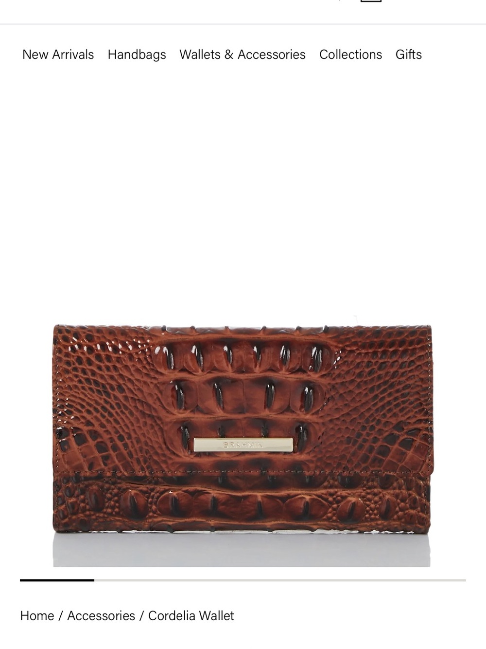 Brahmin Brown Leather Wallet with Croc-Embossed Design
